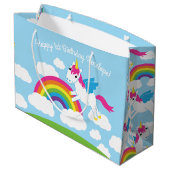 Unicorns & Rainbows Cute 1st Birthday Party Theme Groot Cadeauzakje (Achterkant Gekanteld)