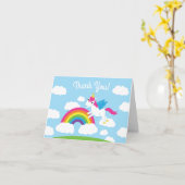 Unicorns & Rainbows Cute 1st Birthday Party Theme Kaart (Gele Bloem)