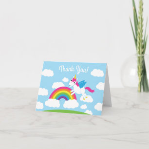 Unicorns & Rainbows Cute 1st Birthday Party Theme Kaart