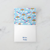 Unicorns & Rainbows Cute 1st Birthday Party Theme Kaart (Binnen)