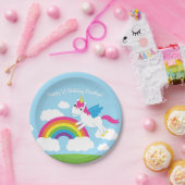 Unicorns & Rainbows Cute 1st Birthday Party Theme Papieren Bordje (Feest)