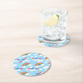 Unicorns & Rainbows Cute 1st Birthday Party Theme Ronde Kartonnen Onderzetter (Insitu)