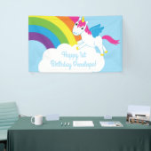 Unicorns & Rainbows Cute 1st Birthday Party Theme Spandoek (Beurs)
