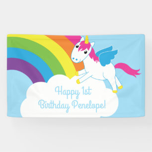 Unicorns & Rainbows Cute 1st Birthday Party Theme Spandoek
