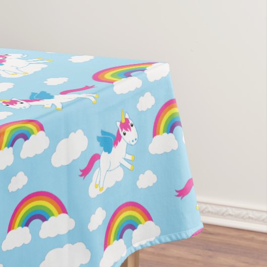 Unicorns & Rainbows Cute 1st Birthday Party Theme Tafelkleed (Voorbeeld)