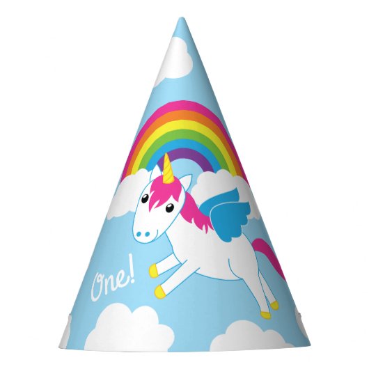 Unicorns & Rainbows Kind Birthday Party Cute Feesthoedjes (Voorkant)