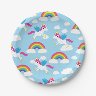Unicorns & Rainbows Kind Birthday Party Cute Papieren Bordje