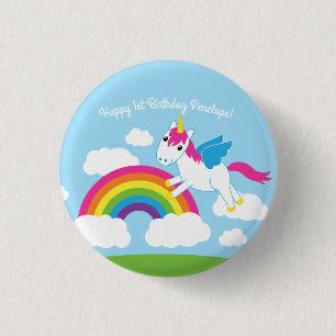 Unicorns & Rainbows Kind Birthday Party Cute Ronde Button 3,2 Cm
