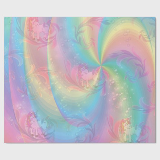Unicorns, regenboogspiraaltjes voor dikpasteitjes. cadeaupapier (Vlak)
