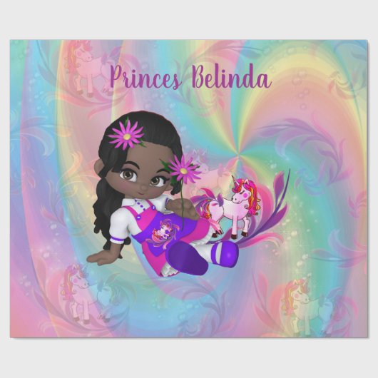 Unicorns, regenboogspiraaltjes voor dikpasteitjes. cadeaupapier (Vlak)