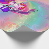 Unicorns, regenboogspiraaltjes voor dikpasteitjes. cadeaupapier (Hoek)