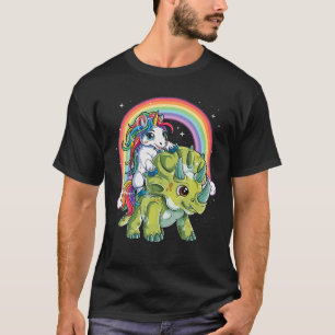 Unicorns Riding Dinosaur Triceratops Vaderdag T-shirt