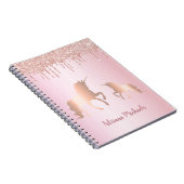 Unicorns roze roze roze goudglitter naam notitieboek (Rechterzijde)