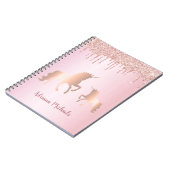 Unicorns roze roze roze goudglitter naam notitieboek (Linkerzijde)
