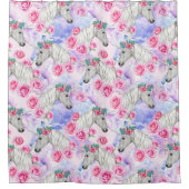 Unicorns & Rozen Patroon Douchegordijn (Voorkant)