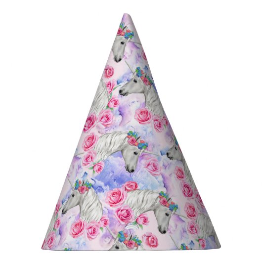 Unicorns & Rozen Patroon Feesthoedjes (Rechts)