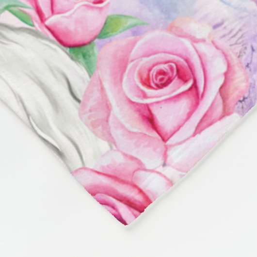 Unicorns & Rozen Patroon Fleece Deken (Hoek)