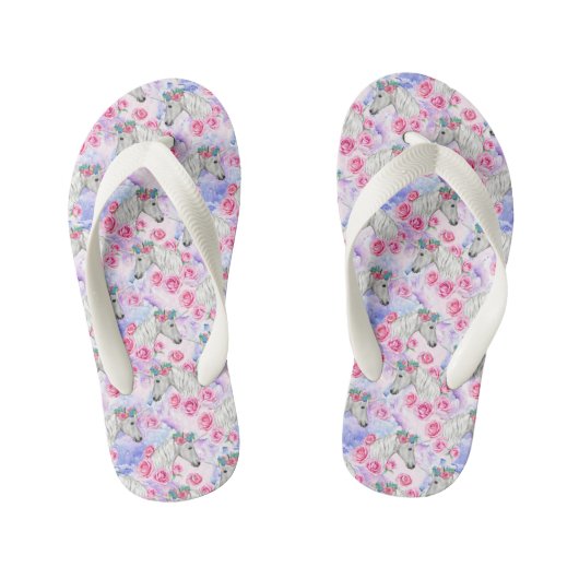 Unicorns & Rozen Patroon Kinder Teenslippers (Voetbed)