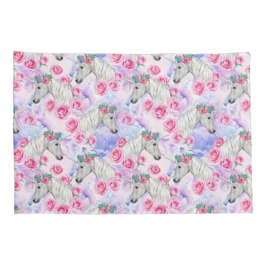 Unicorns & Rozen Patroon Kussensloop (Achterkant-Rechts)