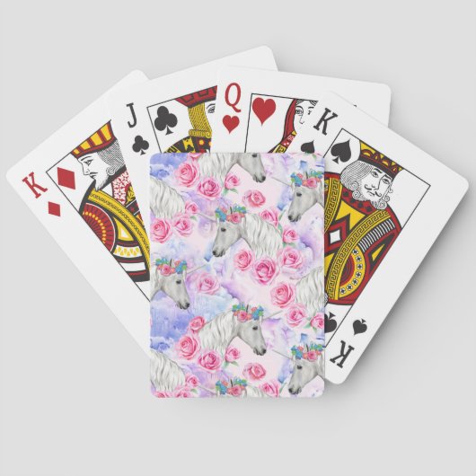 Unicorns & Rozen Patroon Pokerkaarten (Achterkant)