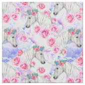 Unicorns & Rozen Patroon Stof (Close Up)