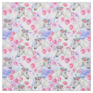 Unicorns & Rozen Patroon Stof