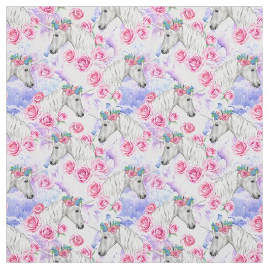 Unicorns & Rozen Patroon Stof (Swatch)