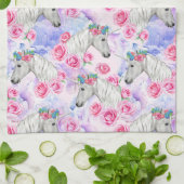 Unicorns & Rozen Patroon Theedoek (Gevouwen)