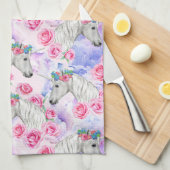 Unicorns & Rozen Patroon Theedoek (Quarter Fold)