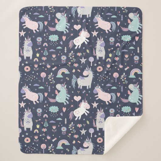 Unicorns Sherpa Blanket Deken (Voorkant)