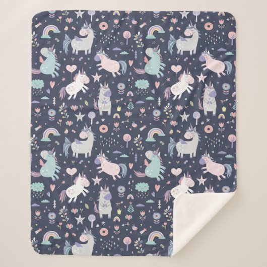 Unicorns Sherpa Blanket Deken (Voorkant)