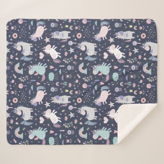 Unicorns Sherpa Blanket Sherpa Deken (Voorkant (horizontaal))