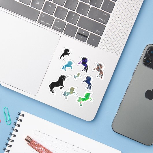 Unicorns Sticker (Laptop met iPhone)