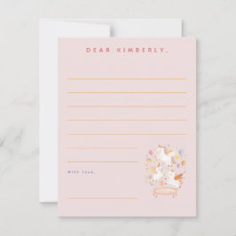 Unicorns Trampoline Verjaardagsfeest Opmerking of Notitiekaartje