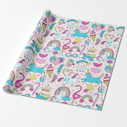 Unicorns Verpakkingspapier Cadeaupapier (Uitgerold)