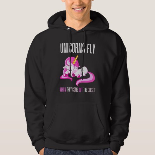 Unicorns vliegen als ze uit de kast komen hoodie (Voorkant)