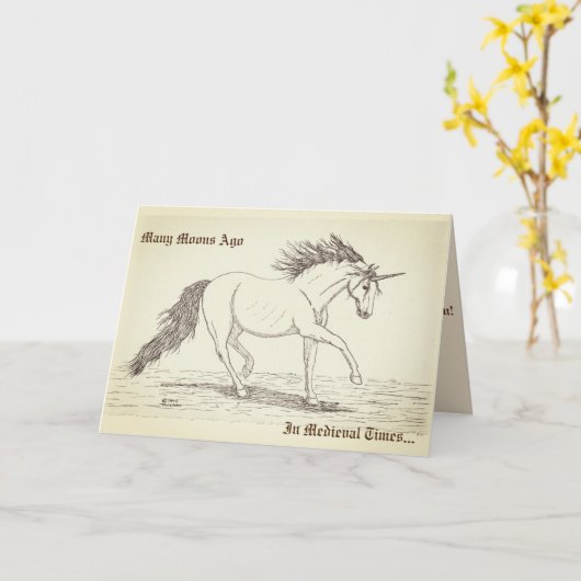 "Unicorns werden verondersteld in!" Kaart (Gele Bloem)