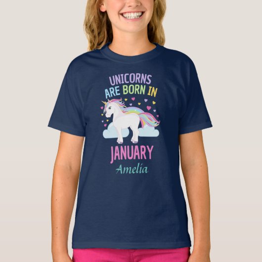 Unicorns worden geboren in januari t-shirt (Voorkant)
