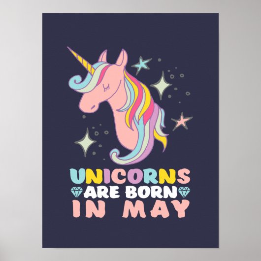Unicorns worden geboren in mei jongstleden, meisje poster (Voorkant)