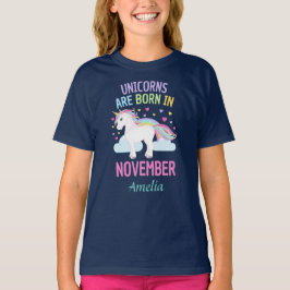 Unicorns worden geboren in november gepersonalisee t-shirt