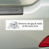 Unicorns zijn tegelijkertijd homo & metal! bumpersticker (Op auto)