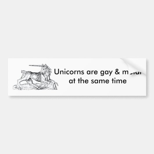 Unicorns zijn tegelijkertijd homo & metal! bumpersticker (Voorkant)