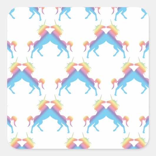 Unicorns zoenen vierkante sticker (Voorkant)