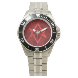 Unicuraal hexagram (rood getextureerd) horloge