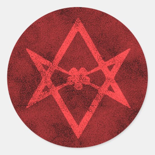 Unicuraal hexagram (rood getextureerd) ronde sticker (Voorkant)