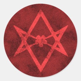 Unicuraal hexagram (rood getextureerd) ronde sticker