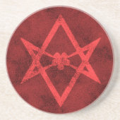 Unicursal hexagram (rood getextureerd) zandsteen onderzetter (Voorkant)