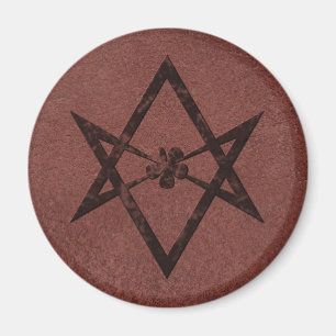 Unicursal Hexagram Thelemisch Symbool op rood lede Magneet