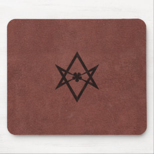 Unicursal Hexagram Thelemisch Symbool op rood lede Muismat