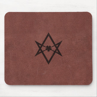Unicursal Hexagram Thelemisch Symbool op rood lede Muismat